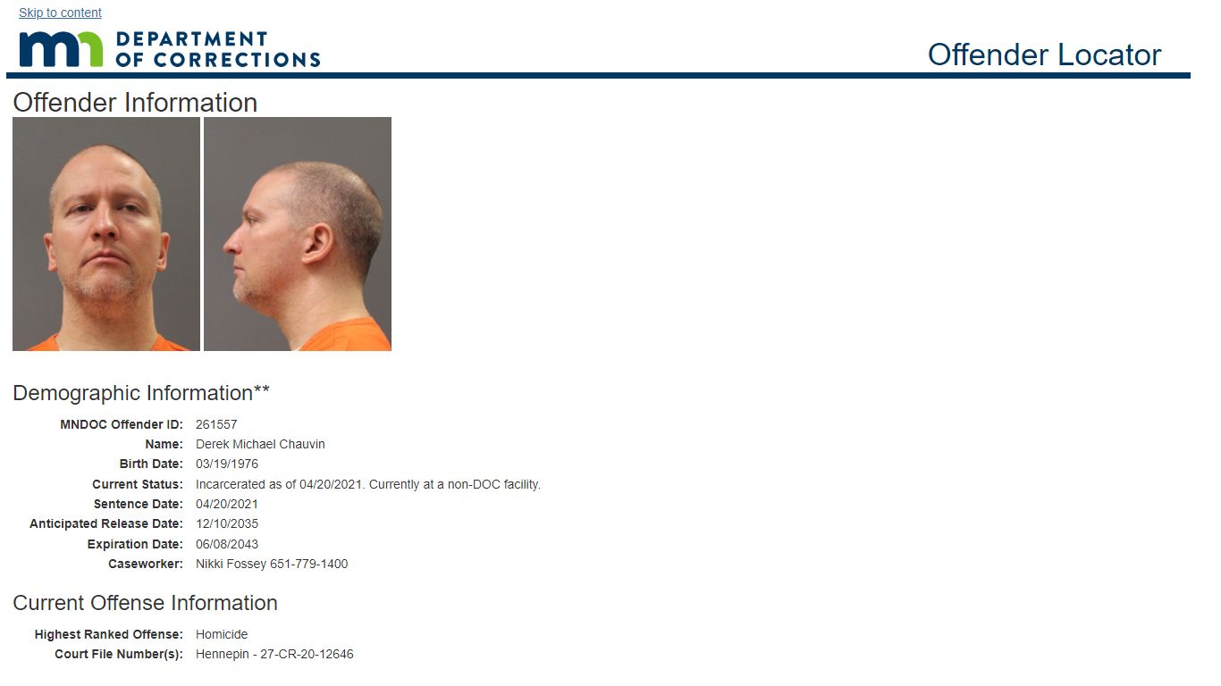 Offender Locator - Department of Corrections